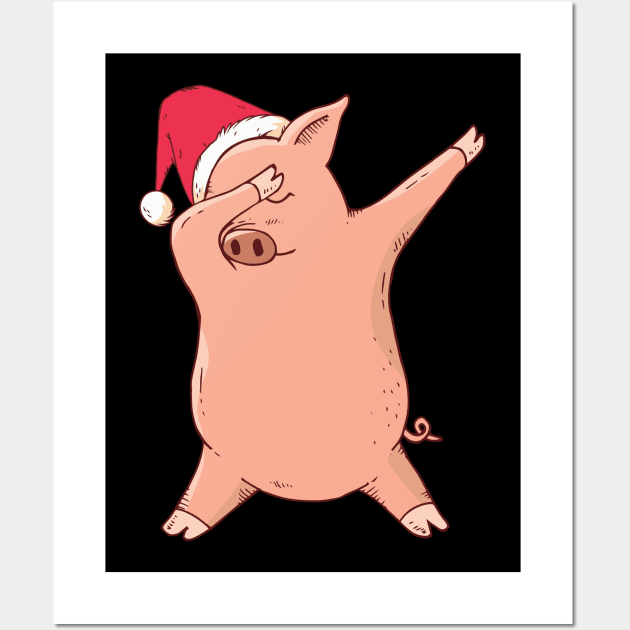 Chrismas Dabbin Pig Wall Art by madeinchorley